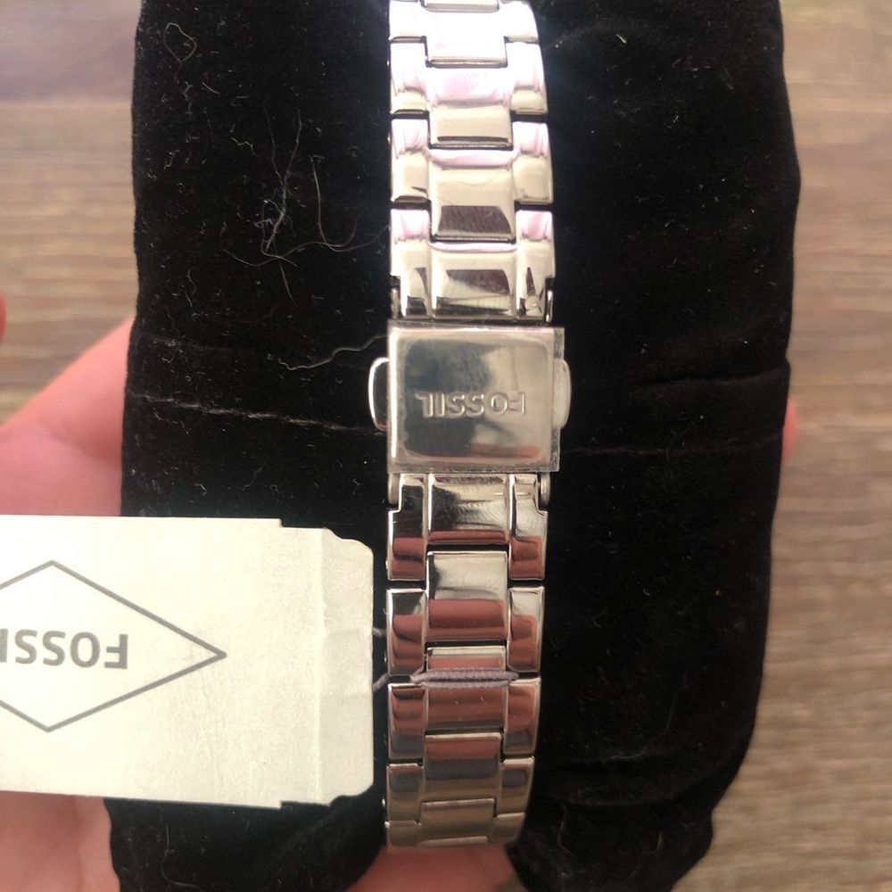 NWT! Fossil Watch Women's Silver Stainless Steel Crystal Bezel - Picture 5 of 11